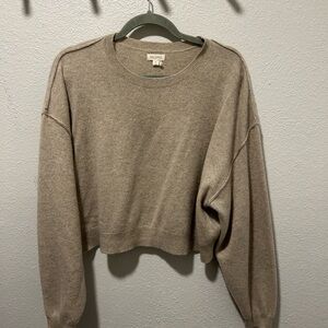 Pilcro Tan Cashmere Crewneck Sweater